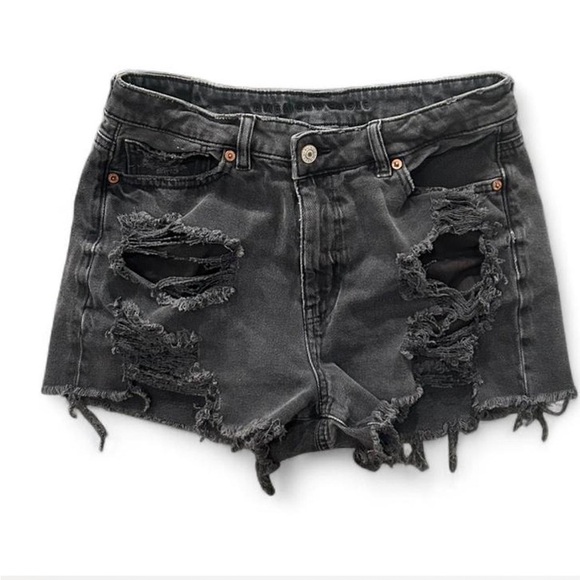 American Eagle Outfitters Pants - American Eagle Outfitters Black Washed Fistressed Jean Shorts| Size 8